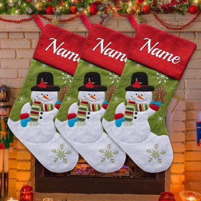 VPkiirai Personalized Christmas Stockings Set of 3 Custom Christmas Stockings with Name Family Ornament for Xmas Holiday Decoration
