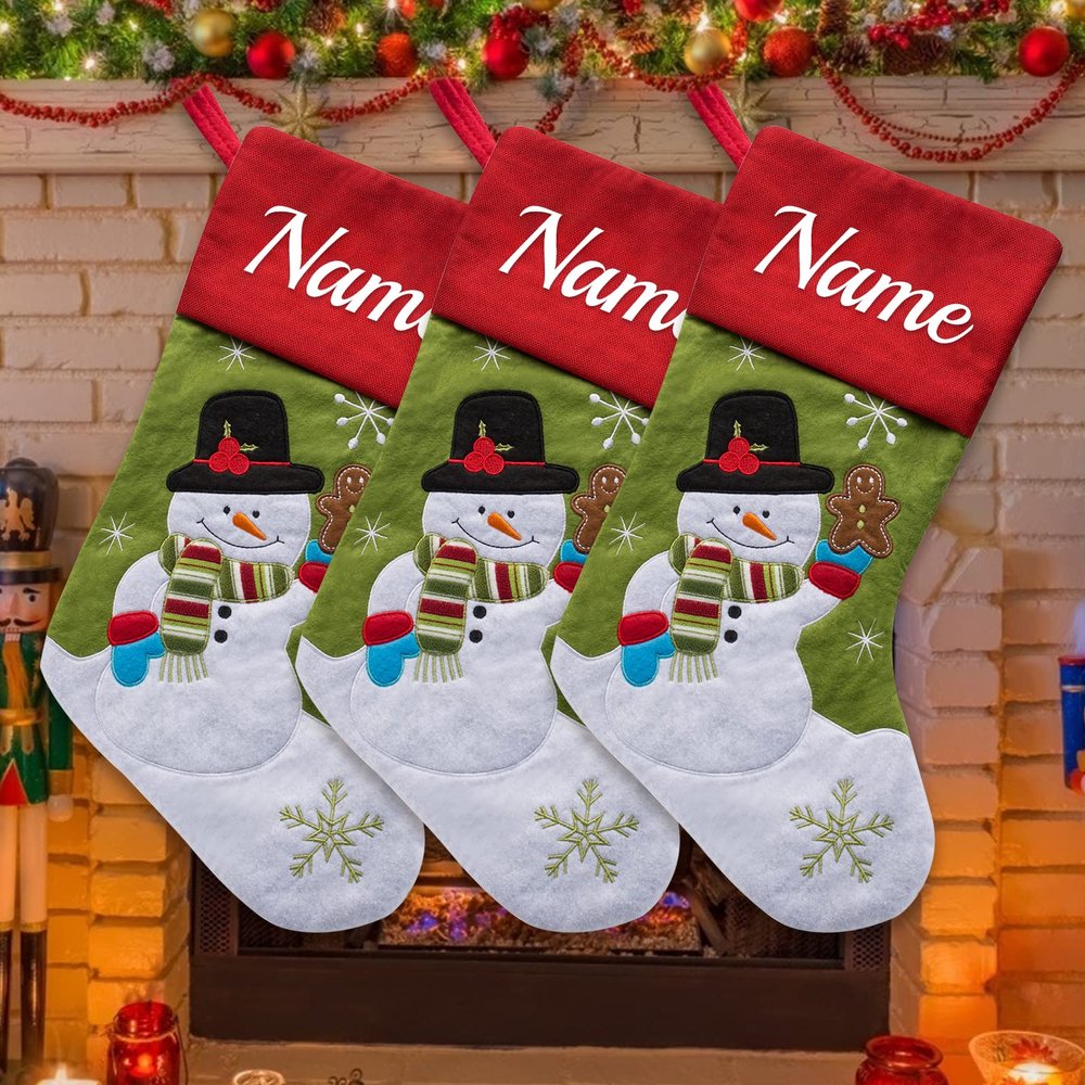VPkiirai Personalized Christmas Stockings Set of 3 Custom Christmas Stockings with Name Family Ornament for Xmas Holiday Decoration