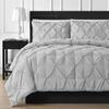 1 Piece Cotton with Zipper Colser Pinch Pleated Duvet Cover King/Cal-King 94x104 Light Grey 2pcs Pillow Case Set view 1