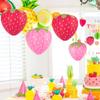 8PCS Red and Pink Strawberry Lanterns for Fruit Themed Party Decor Kids Birthday Strawberry Decorations Hungry Caterpillar Party Supplies Hanging Ornaments view 2