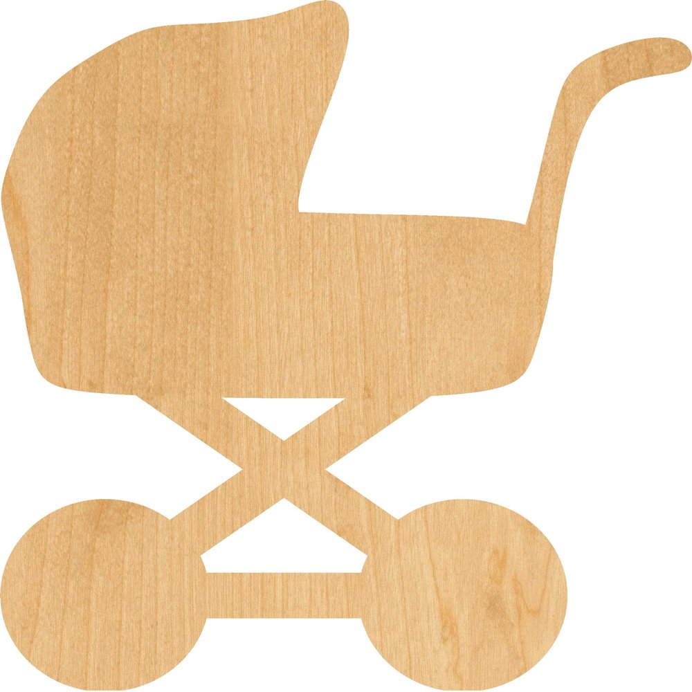 Baby Carriage Laser Cut Out Wood Shape Craft Supply - Woodcraft Cutout (30", 1/8" Thickness)