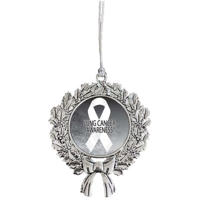 Lung Cancer Awareness Ribbon Christmas Tree Ornament Wreath Design