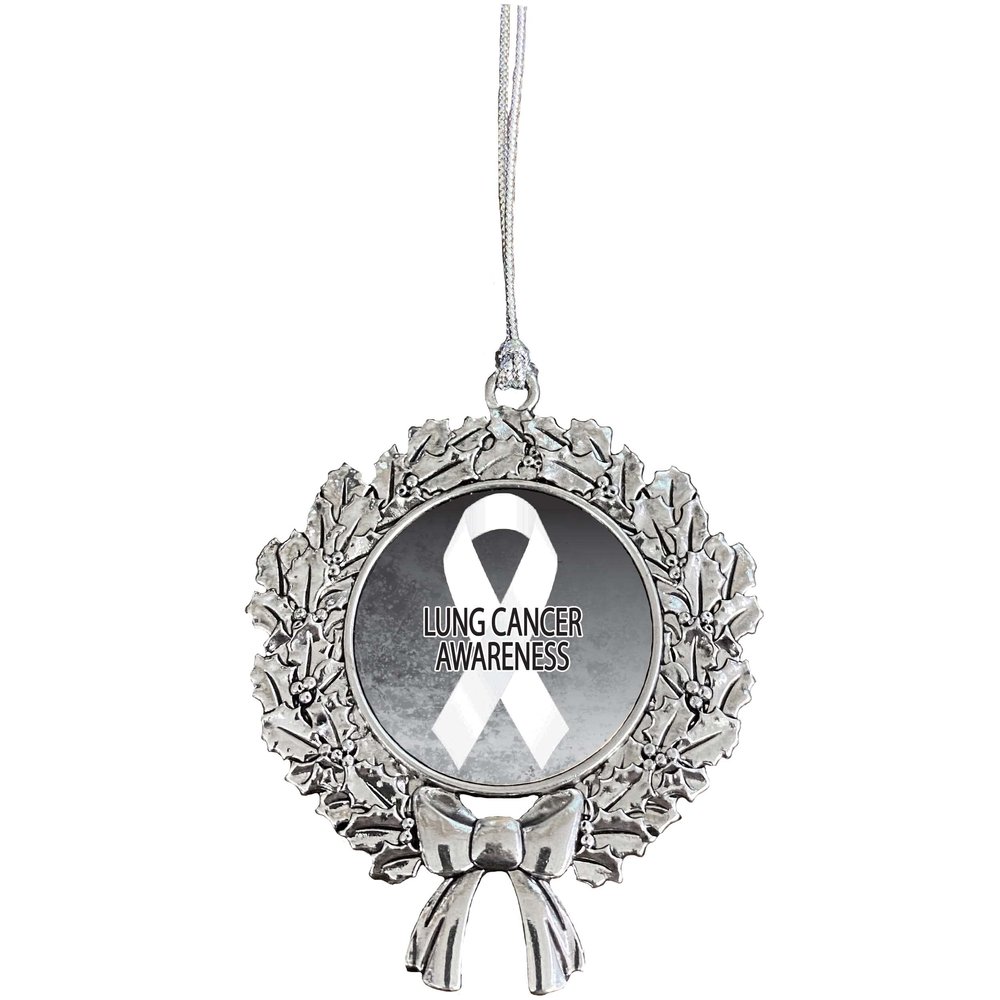Lung Cancer Awareness Ribbon Christmas Tree Ornament Wreath Design