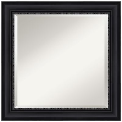 Amanti Art Black Wall Mirror 25x25 Astor Black Square Bathroom Mirror for Wall Decor Living Room, Medium Traditional Frame, Hangs Horizonally and Vertically, Bathroom Decor, Beveled Edge