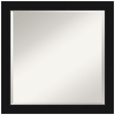 Amanti Art Black Wall Mirror 23x23 Avon Black Square Bathroom Mirror for Wall Decor Living Room, Medium Casual Frame, Hangs Horizonally and Vertically, Bathroom Decor, Beveled Edge