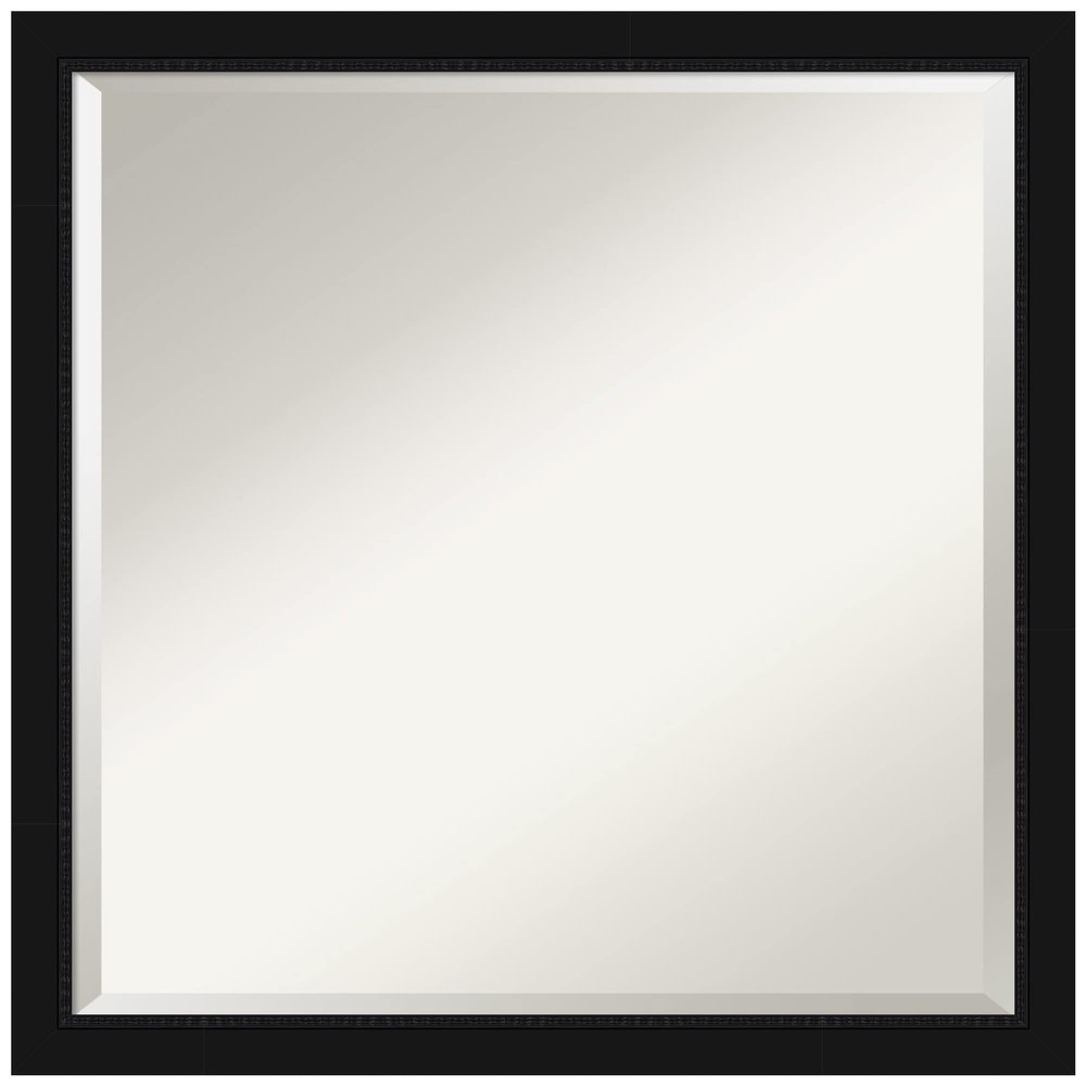 Amanti Art Black Wall Mirror 22x22 Avon Black Narrow Square Bathroom Mirror for Wall Decor Living Room, Medium Casual Frame, Hangs Horizonally and Vertically, Bathroom Decor, Beveled Edge