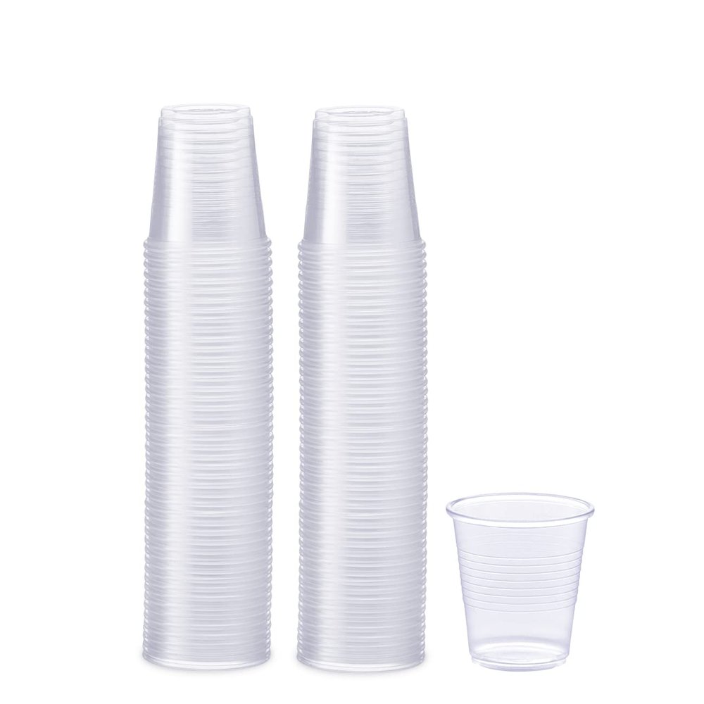 GUSTO Clear Plastic Cups [3 oz - 100 Count]  Small Disposable Drinking Cups for Water, Mouthwash, Bathroom, Tasting & More  Crystal Clear, BPA-Free, Durable Polypropylene (Formerly Comfy Package)