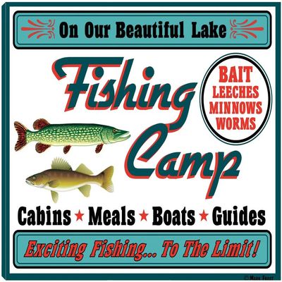 Fine Art Canvas Our Lake Fishing Camp Canvas Wall Decor by Artist Mark Frost for Living Room, Bedroom, Bathroom, Kitchen, Office, Bar, Dining & Guest Room - Ready to Hang - 20 in x 15 in