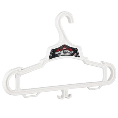 Worlds Strongest Coat Hanger | USA Made | 140 lb Load Capacity | Multipurpose Gear Hanger | White (24)