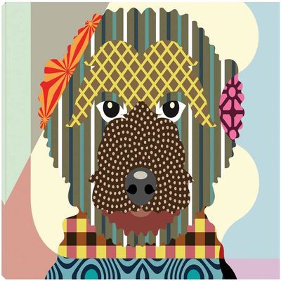 Fine Art Canvas Goldendoodle Canvas Wall Decor by Artist Lanre Adefioye for Living Room, Bedroom, Bathroom, Kitchen, Office, Bar, Dining & Guest Room - Ready to Hang - 20 in x 15 in