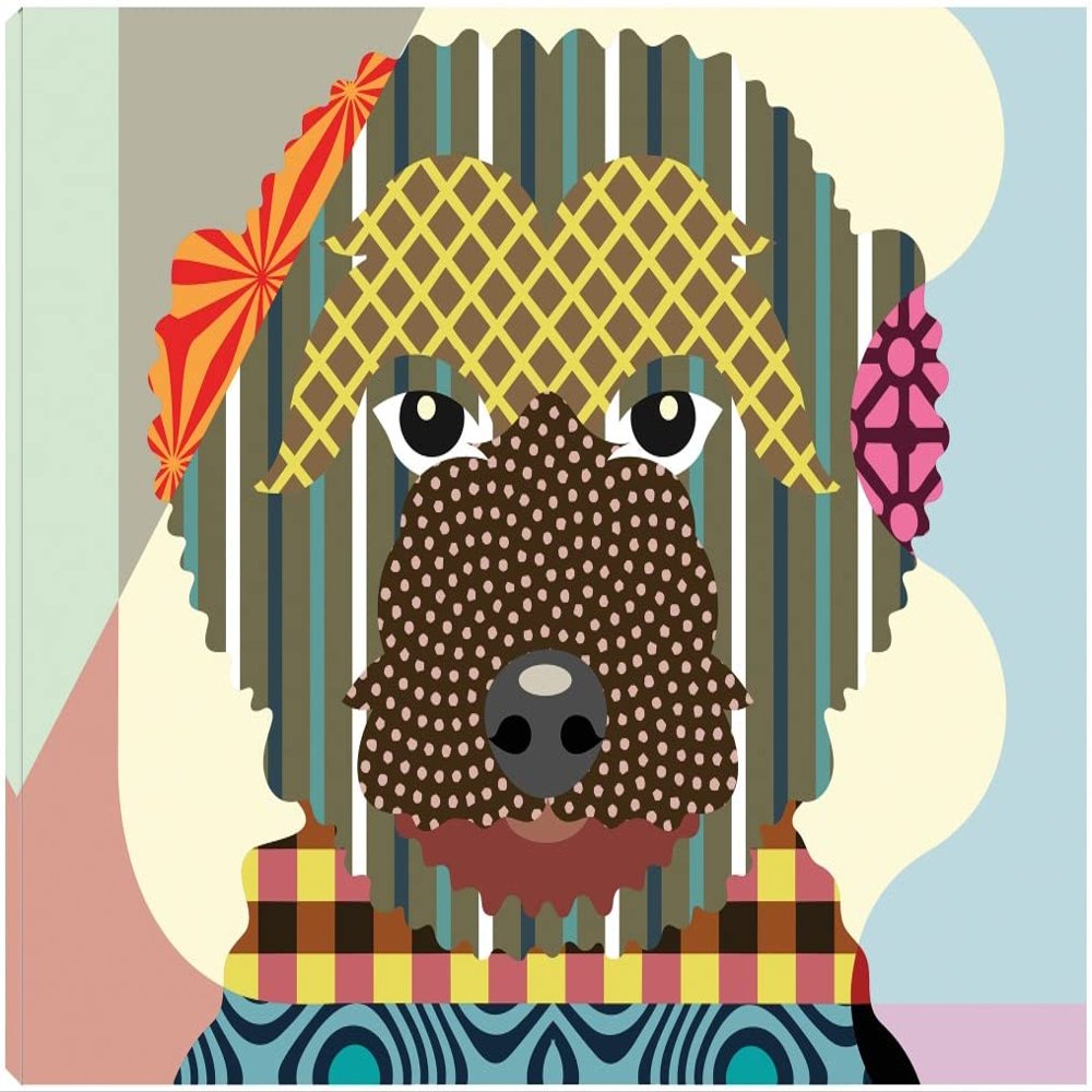 Fine Art Canvas Goldendoodle Canvas Wall Decor by Artist Lanre Adefioye for Living Room, Bedroom, Bathroom, Kitchen, Office, Bar, Dining & Guest Room - Ready to Hang - 20 in x 15 in
