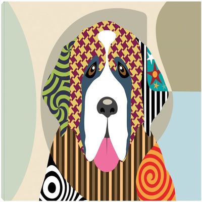 Fine Art Canvas Saint Bernard Canvas Wall Decor by Artist Lanre Adefioye for Living Room, Bedroom, Bathroom, Kitchen, Office, Bar, Dining & Guest Room - Ready to Hang - 20 in x 15 in