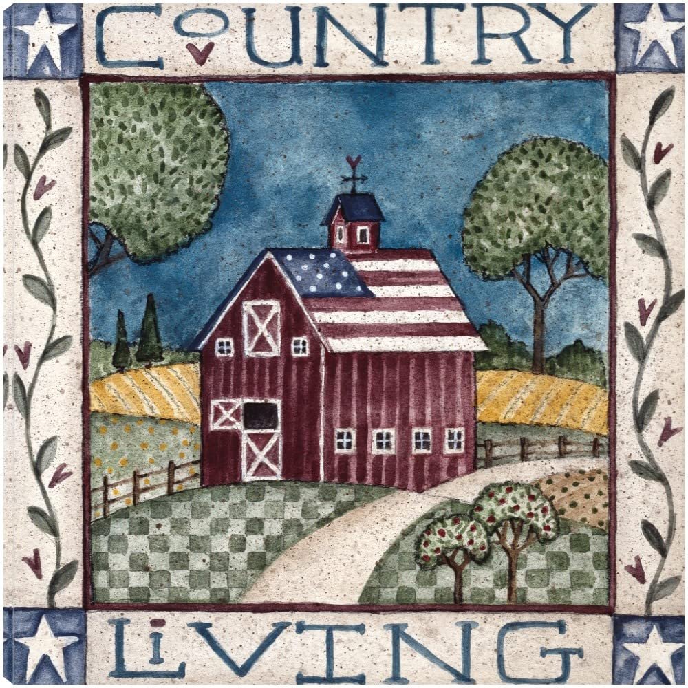 Fine Art Canvas Country Living Canvas Wall Decor by Artist Shelly Rasche for Living Room, Bedroom, Bathroom, Kitchen, Office, Bar, Dining & Guest Room - Ready to Hang - 18 in x 18 in