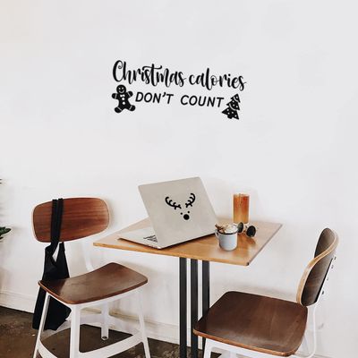 Vinyl Wall Art Decal - Christmas Calories Don't Count - 9.5" x 25" - Lovely Funny Christmas Quote Sticker for Home Bedroom Living Room Kitchen Restaurant Coffee Shop Storefront Decor (Black)