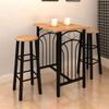 3 Piece Counter Height Dining Set | 3-Piece Pub Dining Set | Modern Kitchen Bar Table and Stools for 2 | Breakfast Table Set with 2 Stools for Dining Room | Black and Tan MDF with Steel Frame view 1