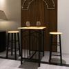 3 Piece Counter Height Dining Set | 3-Piece Pub Dining Set | Modern Kitchen Bar Table and Stools for 2 | Breakfast Table Set with 2 Stools for Dining Room | Black and Tan MDF with Steel Frame view 2