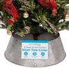 BIRDROCK HOME 4-Panel Christmas Tree Collar - Metal Holiday Skirt Decor - Water Base Protection from Pets (Silver - Hammered) view 1