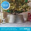 BIRDROCK HOME 4-Panel Christmas Tree Collar - Metal Holiday Skirt Decor - Water Base Protection from Pets (Silver - Hammered) view 4
