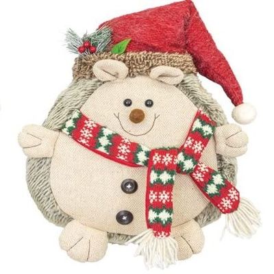 Christmas Santa Hedgehog Pillow - Red Hat 15 Inches