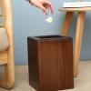 CL-ZZZ Wooden Square Trash Can with Plastic Rubbish Bin, Eco- Friendly Rubbish Bin, Solid Wood Waste Storage, for Bedroom Living Room Bathroom, Dark Brown view 4