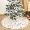 Christmas Tree Skirt White, 48 Inch Short Plush Bronzing Snowflake Christmas Tree Mat, Xmas Tree Ornaments for Holiday Party Decorations view 2