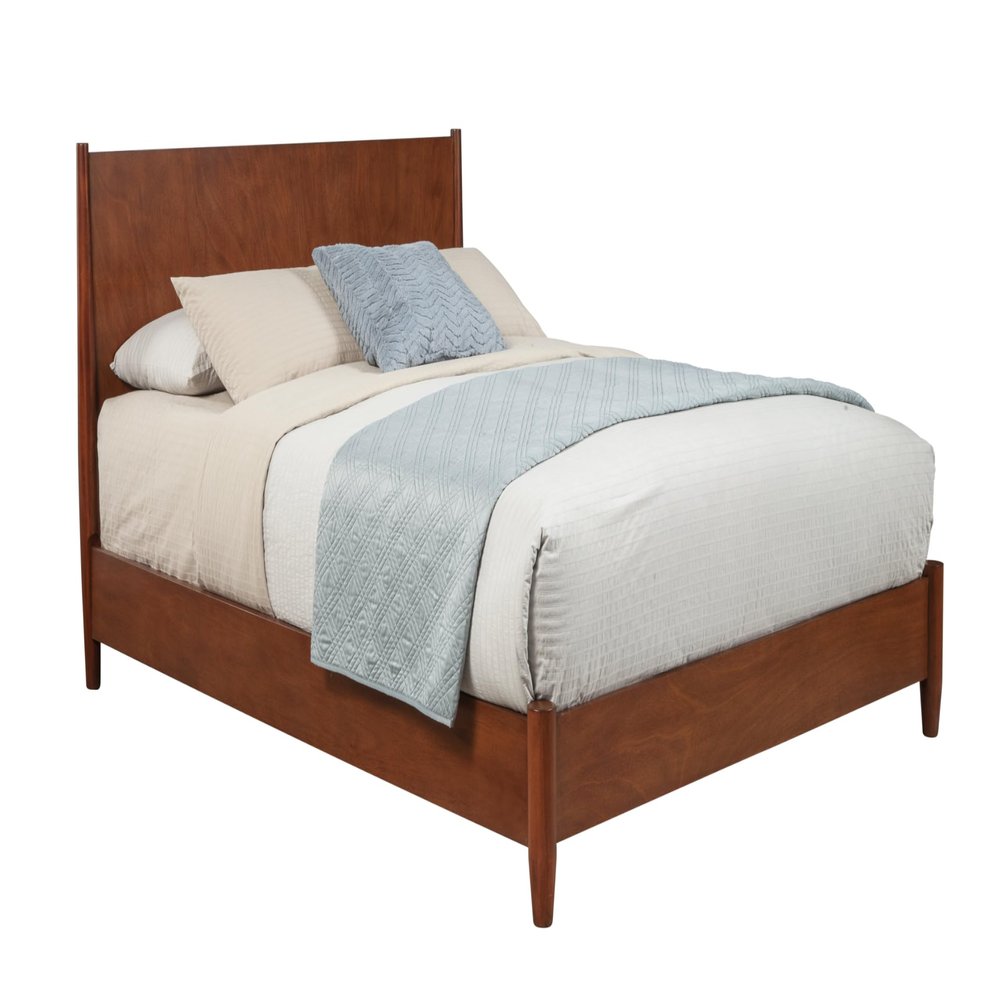 Alpine Furniture Flynn Mahogany and Okoume Veneer Platform Bed, Full, Chestnut