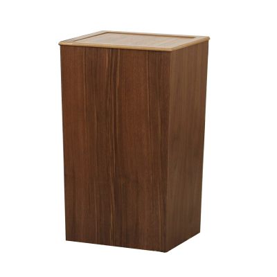 CL-ZZZ Trash Can Wooden Square Waste Bin, Household Modern Waste Basket, Eco- Friendly Wood Waste Paper Basket with Plastic Rubbish Bin, Dark Brown