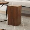 CL-ZZZ Trash Can Wooden Square Waste Bin, Household Modern Waste Basket, Eco- Friendly Wood Waste Paper Basket with Plastic Rubbish Bin, Dark Brown view 3