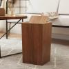 CL-ZZZ Trash Can Wooden Square Waste Bin, Household Modern Waste Basket, Eco- Friendly Wood Waste Paper Basket with Plastic Rubbish Bin, Dark Brown view 4