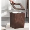 CL-ZZZ Waste Paper Basket Under Desk Rubbish Bin, Study Wooden Square Trash Can, Natural Wooden Wastebaskets, with Plastic Rubbish Bin, Dark Brown view 4