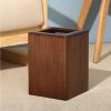 CL-ZZZ Square Trash Can Wooden Waste Paper Basket, Living Room Waste Basket, Simple Wastepaper Bin with Plastic Rubbish Bin, Dark Brown view 1