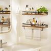 AMADA HOMEFURNISHING Bathroom Shelves with Towel Bar, Floating Shelves, Wall Shelves for Bathroom/Living Room/Kitchen/Bedroom, Rustic Brown, Set of 2 - AMFS01BN view 2