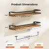 AMADA HOMEFURNISHING Bathroom Shelves with Towel Bar, Floating Shelves, Wall Shelves for Bathroom/Living Room/Kitchen/Bedroom, Rustic Brown, Set of 2 - AMFS01BN view 3