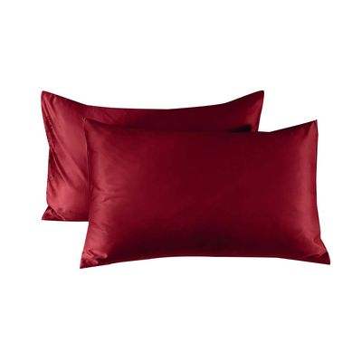 1PCS Pillowcase Satin Silk Pillowcase Lightweight Super Soft Excellent Quality for Pillow with Envelope Closure 48 x 74cmRed Wine