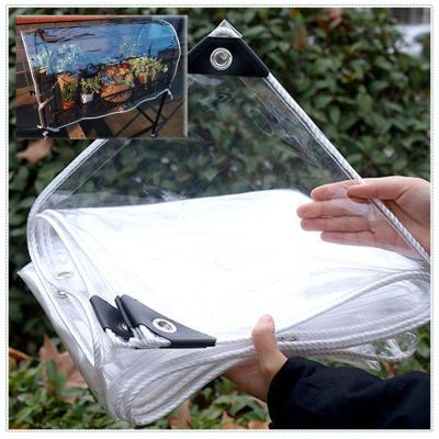 Waterproof Transparent Tarp, Rainproof Plant Awning, Heavy-Duty Clear Tarpaulin Cover, Foldable Tarpaulin with Eyelets, Rain Curtain, for Outdoor Pergola Garden,Transparent-13m/3.39.8ft