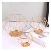 3 Pcs Gold Metal Pillar Candle Holders, Geometric Elegant Tealight Holders, Tea Light Candle Holder Centerpieces for Wedding Christmas Home Coffee Tables Ceremony Anniversary Halloween Decor view 1