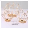 3 Pcs Gold Metal Pillar Candle Holders, Geometric Elegant Tealight Holders, Tea Light Candle Holder Centerpieces for Wedding Christmas Home Coffee Tables Ceremony Anniversary Halloween Decor view 2