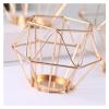 3 Pcs Gold Metal Pillar Candle Holders, Geometric Elegant Tealight Holders, Tea Light Candle Holder Centerpieces for Wedding Christmas Home Coffee Tables Ceremony Anniversary Halloween Decor view 3