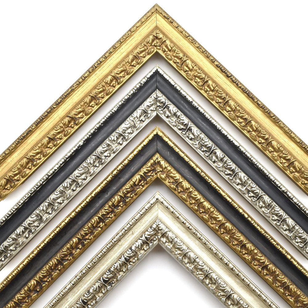 Spanish Antique Picture Frame, Victorian Style Frame, Frames for Wall Art, Decorative Photo Frame, Gold, Silver, Black, Custom Wood Frame (10 x 16, Gold & Black)