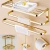 LUOFDCLDDD 1Pcs Home Soap Basket Towel Rack Glass Shelf Bath Hardware Bathroom Accessories Set Gold Brass Square Paper Tissue Holder Towel Bar Assist Bath Handle/Double Towel Bars view 2