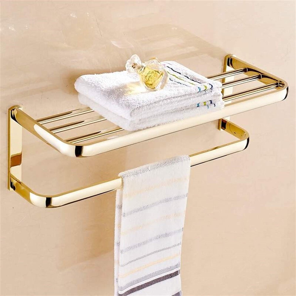 LUOFDCLDDD 1Pcs Home Bathroom Accessories Set Gold Brass Square Paper Tissue Holder Towel Bar Soap Basket Towel Rack Glass Shelf Bath Hardware Assist Bath Handle/Towel Rack