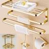 LUOFDCLDDD 1Pcs Home Bathroom Accessories Set Gold Brass Square Paper Tissue Holder Towel Bar Soap Basket Towel Rack Glass Shelf Bath Hardware Assist Bath Handle/Towel Rack view 2