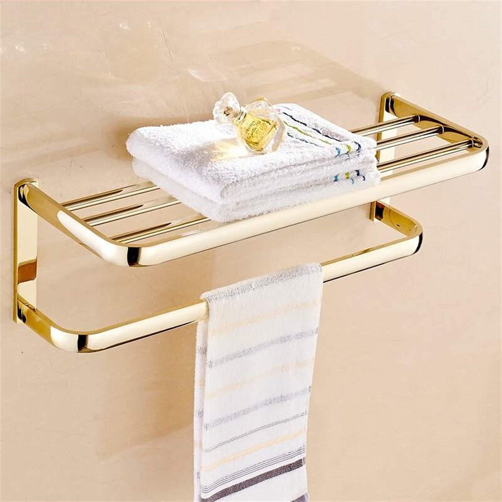 LUOFDCLDDD Bathroom Accessories Set Gold Brass Square Paper Tissue Holder Towel Bar Soap Basket Towel Rack Glass Shelf Bath Hardware Assist Bath Handle/Towel Rack