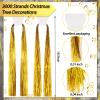 MTLEE 3000 Strands Christmas Tree Decorations Tinsel Garland Iridescent Tinsel Foil Fringe Icicles for Christmas Home Hair Decor Holiday Birthday Graduation Supplies (Gold) view 2