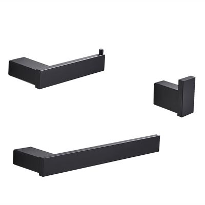 LUOFDCLDDD Bathroom Hardware Set Black Robe Hook Towel Rail Towel Rack Tower Bar Shelf Tissue Paper Holder Bathroom Accessories Wall Mount Assist Bath Handle/3 Piece Bathroom Set