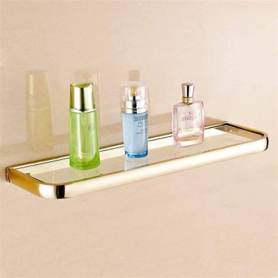 LUOFDCLDDD Bathroom Accessories Set Gold Brass Square Paper Tissue Holder Towel Bar Soap Basket Towel Rack Glass Shelf Bath Hardware Assist Bath Handle/Glass Shelf
