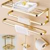 LUOFDCLDDD Bathroom Accessories Set Gold Brass Square Paper Tissue Holder Towel Bar Soap Basket Towel Rack Glass Shelf Bath Hardware Assist Bath Handle/Glass Shelf view 2