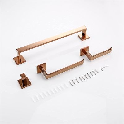 LUOFDCLDDD 1Pcs Rose Gold Wall-Mounted Stainless Steel Clothes Hook Toilet Paper Holder Towel Bar Kitchen Facilities Bathroom Accessories Assist Bath Handle/4 Piece Set