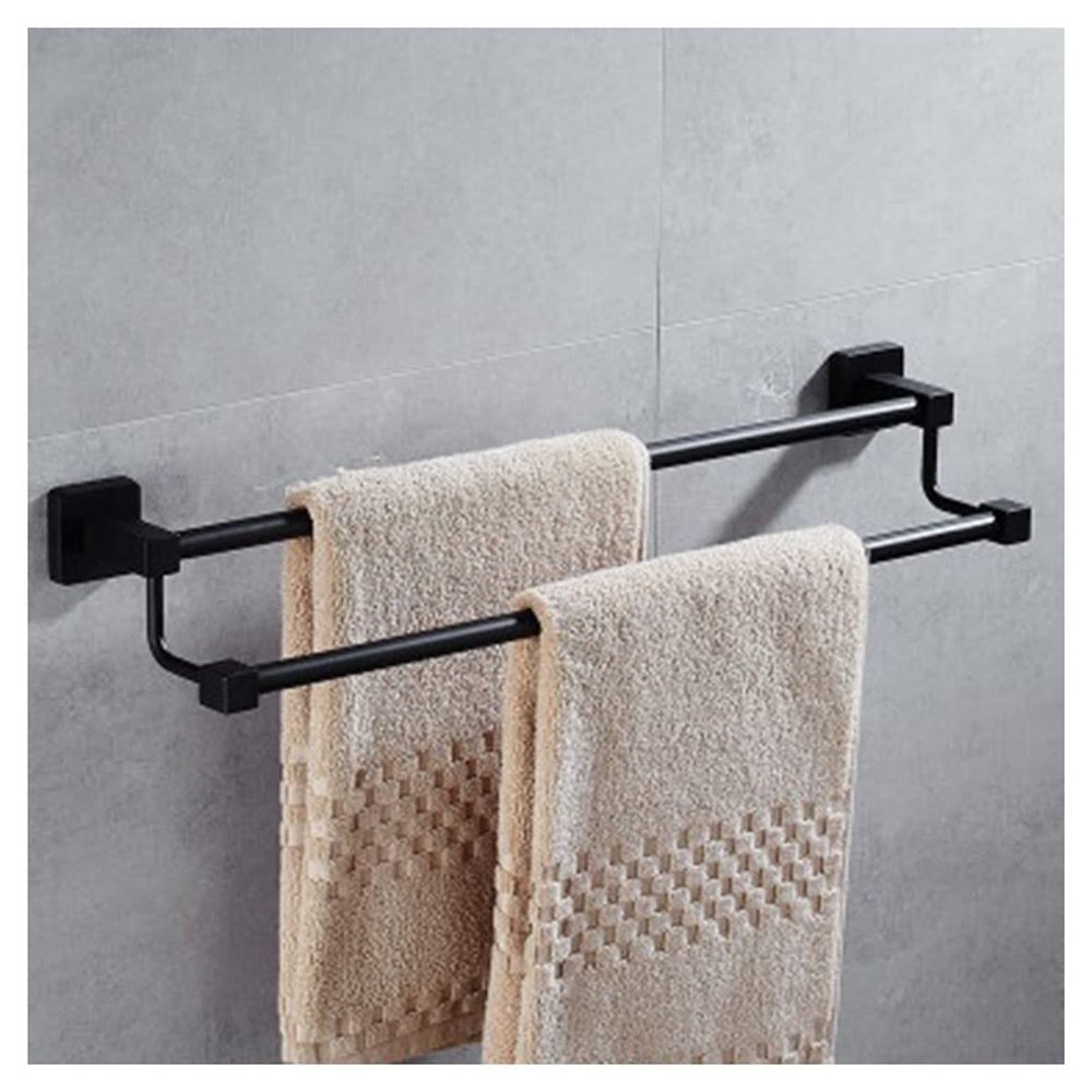 ZTBH Bathroom Hardware Sets Stainless Steel Black Bath Hardware Sets, Towel Rack, Paper Holder, Toilet Brush Holder, Towel Rack, Hooks Bathroom Hardware Towel Set (Color : Towel Rack)