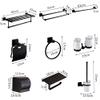 ZTBH Bathroom Hardware Sets Stainless Steel Black Bath Hardware Sets, Towel Rack, Paper Holder, Toilet Brush Holder, Towel Rack, Hooks Bathroom Hardware Towel Set (Color : Towel Rack) view 2